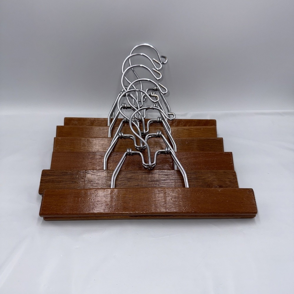 Wooden Pants Hangers Set Of 6 Dark Finish